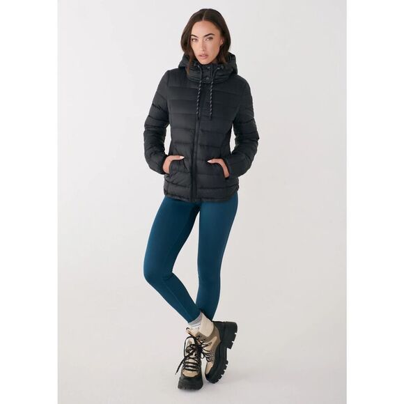 NWOT Lole Emeline Black Down Puffer Jacket Women’s Size Large Hooded Waterproof - Picture 1 of 9